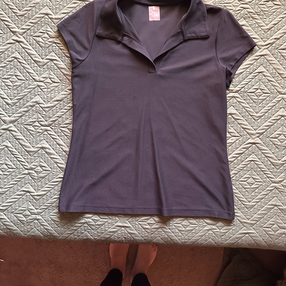 CALIA by Carrie Underwood Charcoal Short Sleeve Polo - Picture 1 of 5